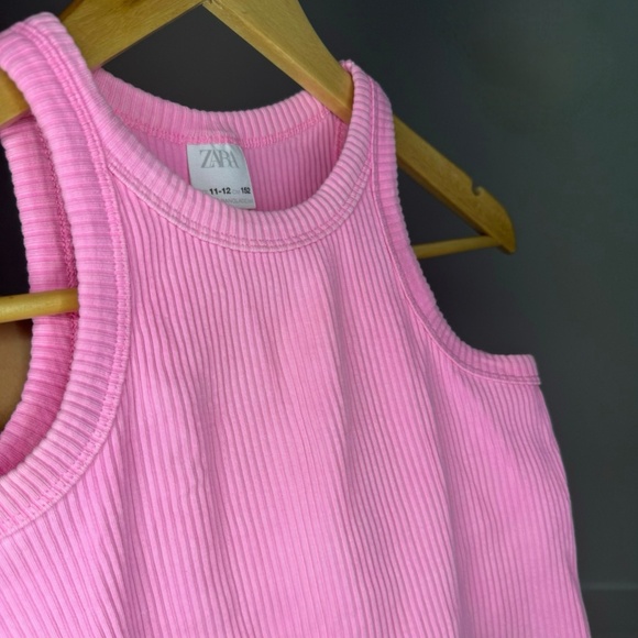 ZARA Kids Ribbed Tank Top – Pink Sleeveless Crop – Size 11/12 - Picture 4 of 4